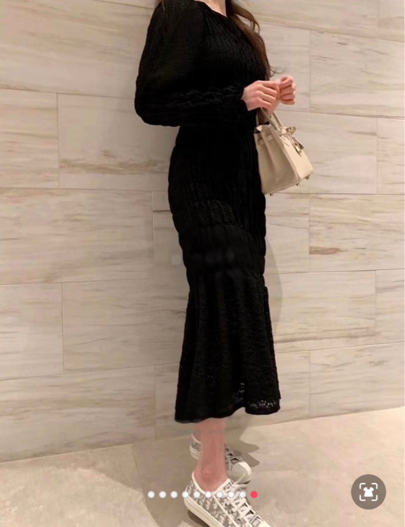 April Ruffle Long Sleeve Mermaid Dress