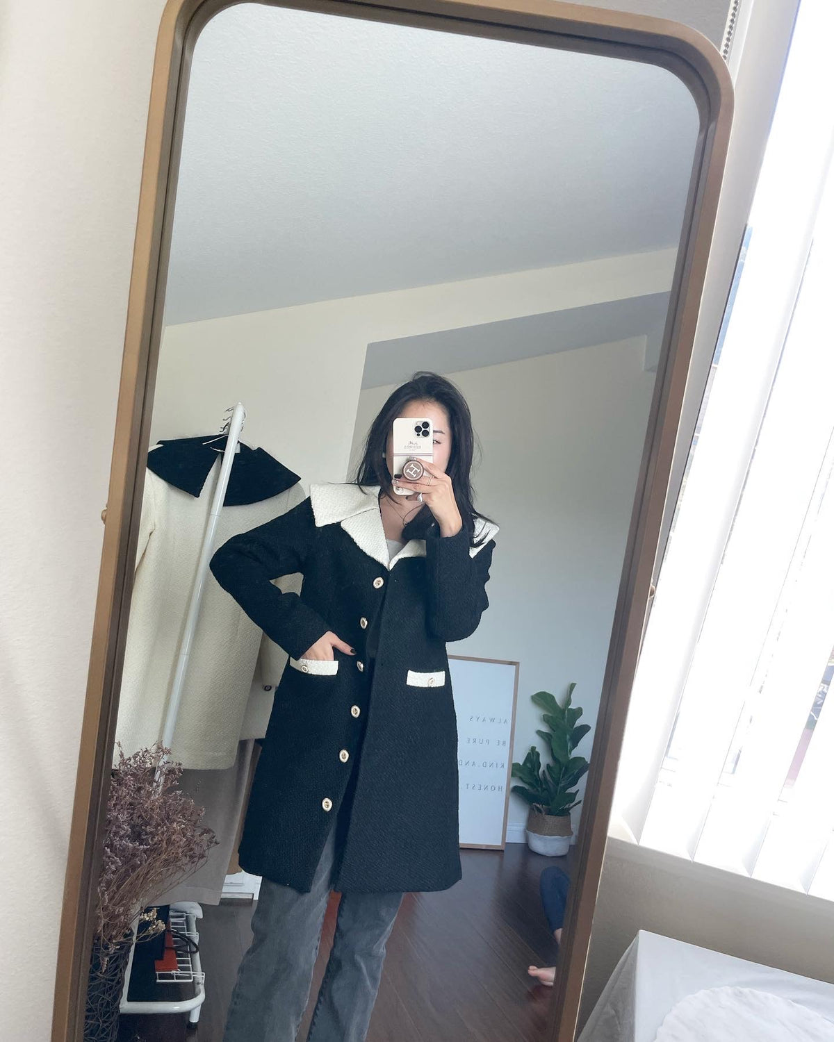 DRO Wide Collar Boucle Tweed Dress/Jacket_2 Colors